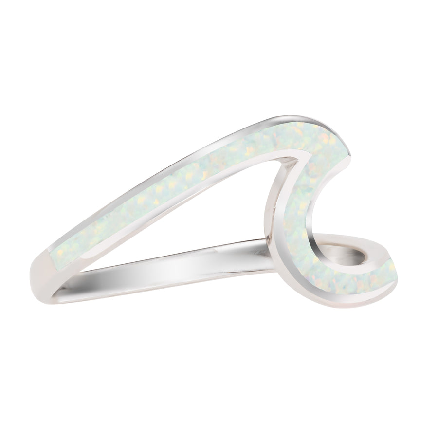 Sterling Silver Real Opal Ocean Wave Ring