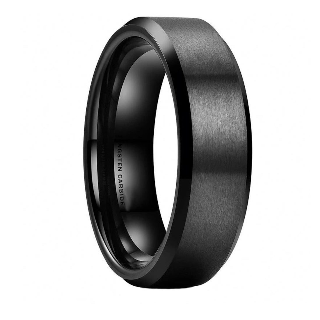 6mm Tungsten Carbide Wedding Band Ring - Brushed & Polished Black, Comfort Fit, Sizes 4-15, Lifetime Guarantee