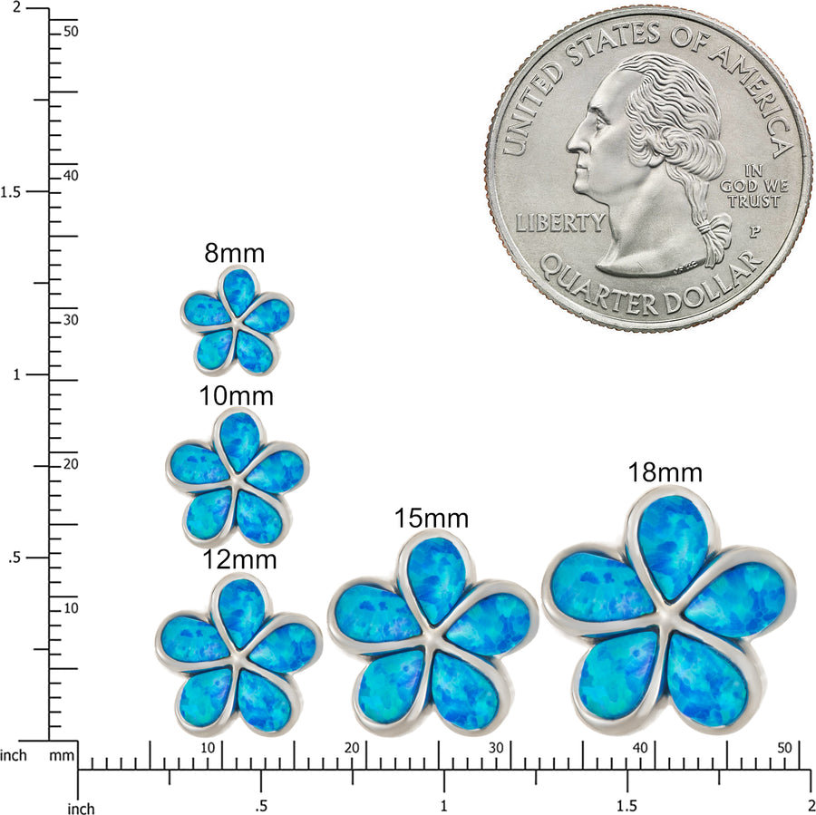 Sterling Silver Opal Plumeria Flower Stud Earrings