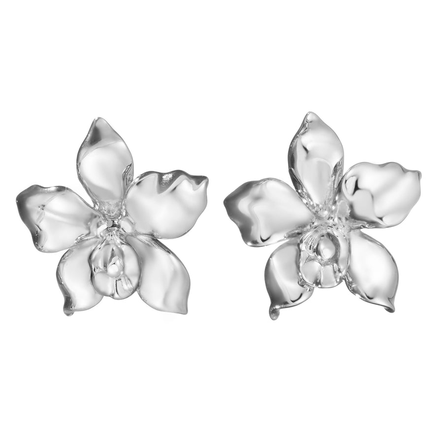 925 Sterling Silver Orchid Stud Earrings