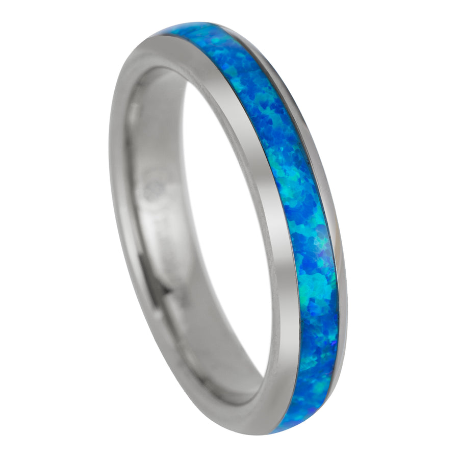 Tungsten Carbide Opal Inlay 4mm Wedding Band