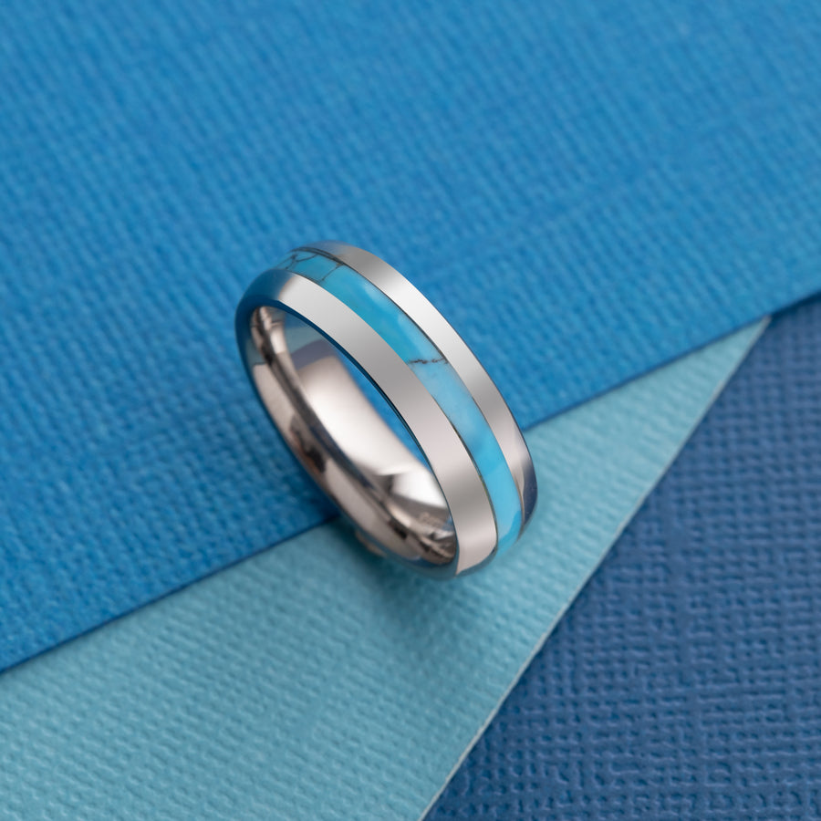 Tungsten Carbide Turquoise Inlay 6mm Wedding Band