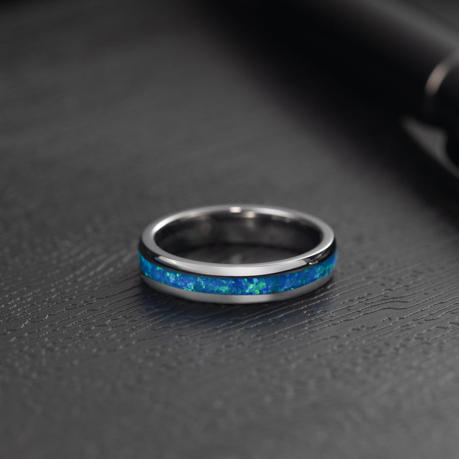 Tungsten Carbide Opal Inlay 4mm Wedding Band