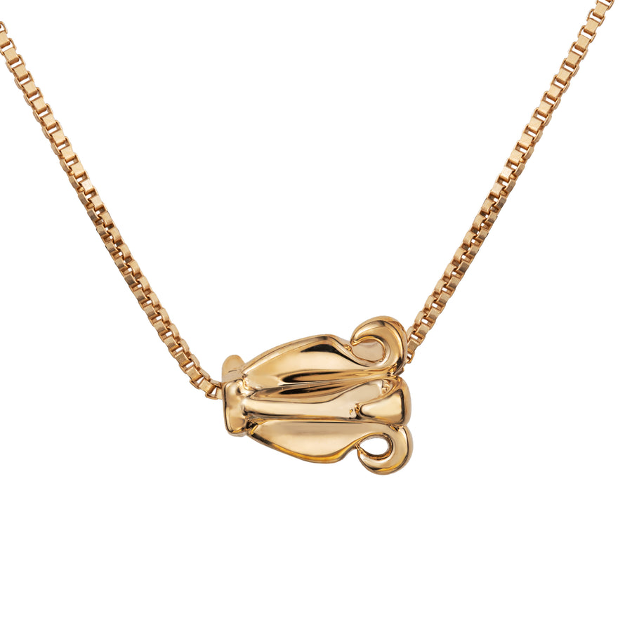 14K Solid Yellow Gold Hawaiian Beaded Crown Flower Bud Necklace