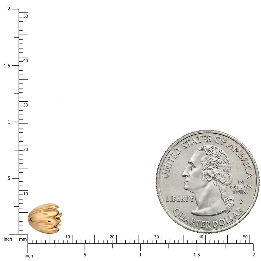 14K Solid Yellow Gold Hawaiian Beaded Maile Jasmine Flower Bud Necklace