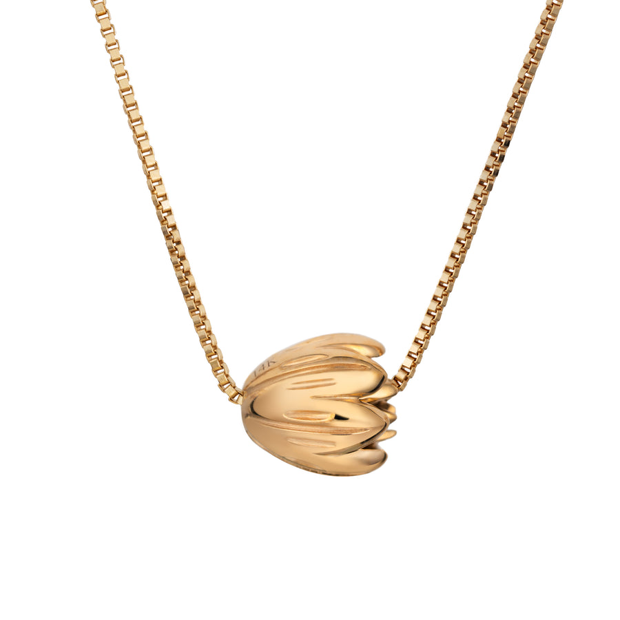 14K Solid Yellow Gold Hawaiian Beaded Maile Jasmine Flower Bud Necklace