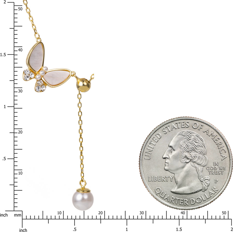 14K Gold Plated 925 Sterling Silver Single Butterfly Necklace Pendant with 16+2” Extender Link Chain