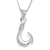 925 Sterling Silver Rhodium Plated Hawaiian Fish Hook Angle Necklace P –  Aloha Jewelry Co