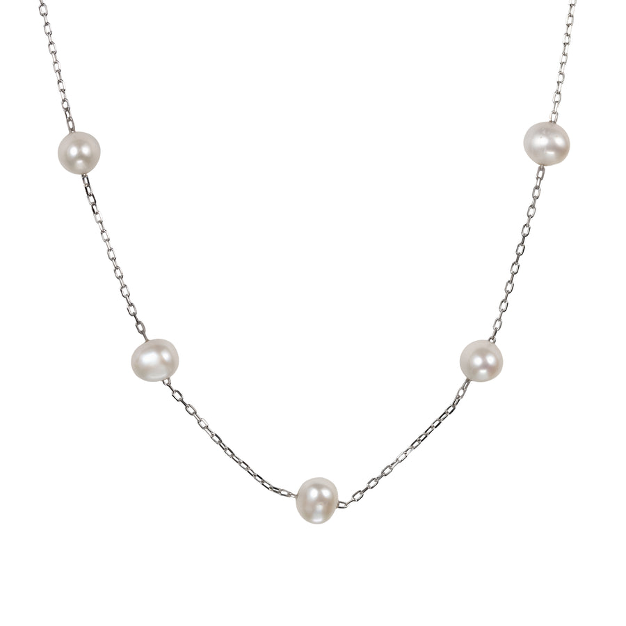 925 Sterling Silver Natural Freshwater Pearls by the Inch Necklace