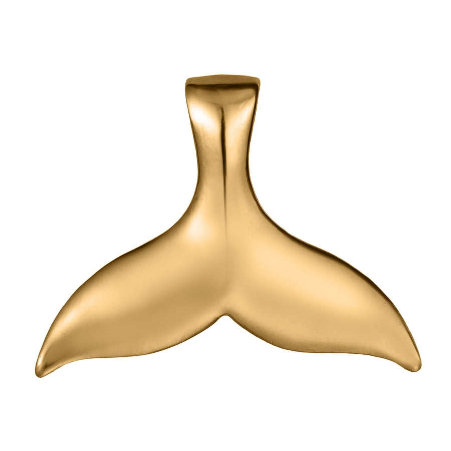 14K Solid Yellow Gold Mirror Polished Whale Tail Pendant Charm