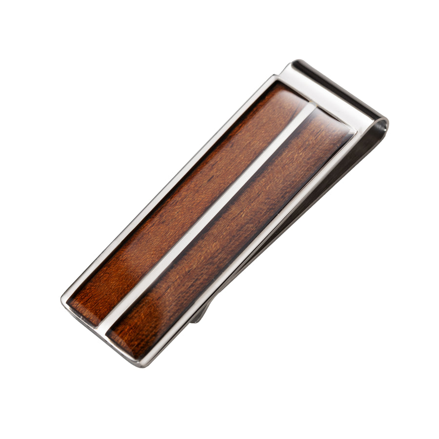 Premium Koa Wood Stainless Steel Money Clip