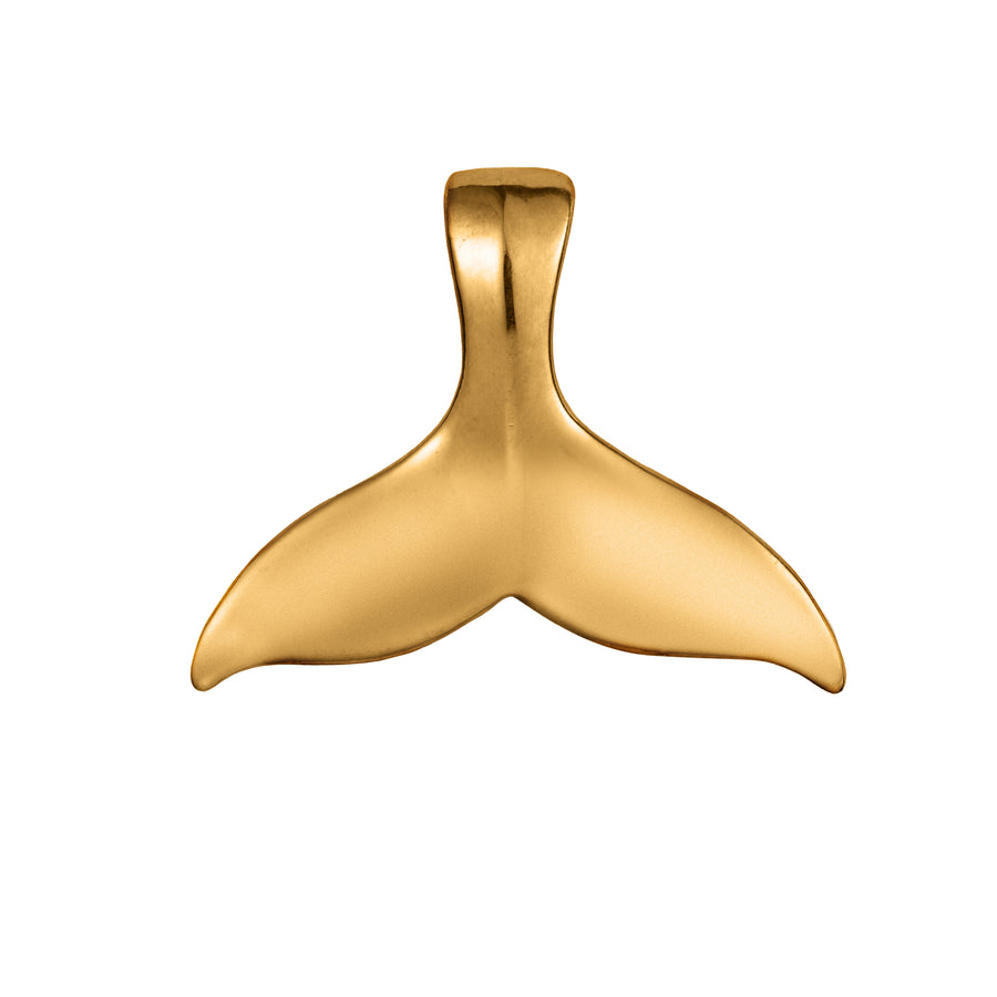 14K Solid Yellow Gold Mirror Polished Whale Tail Pendant Charm