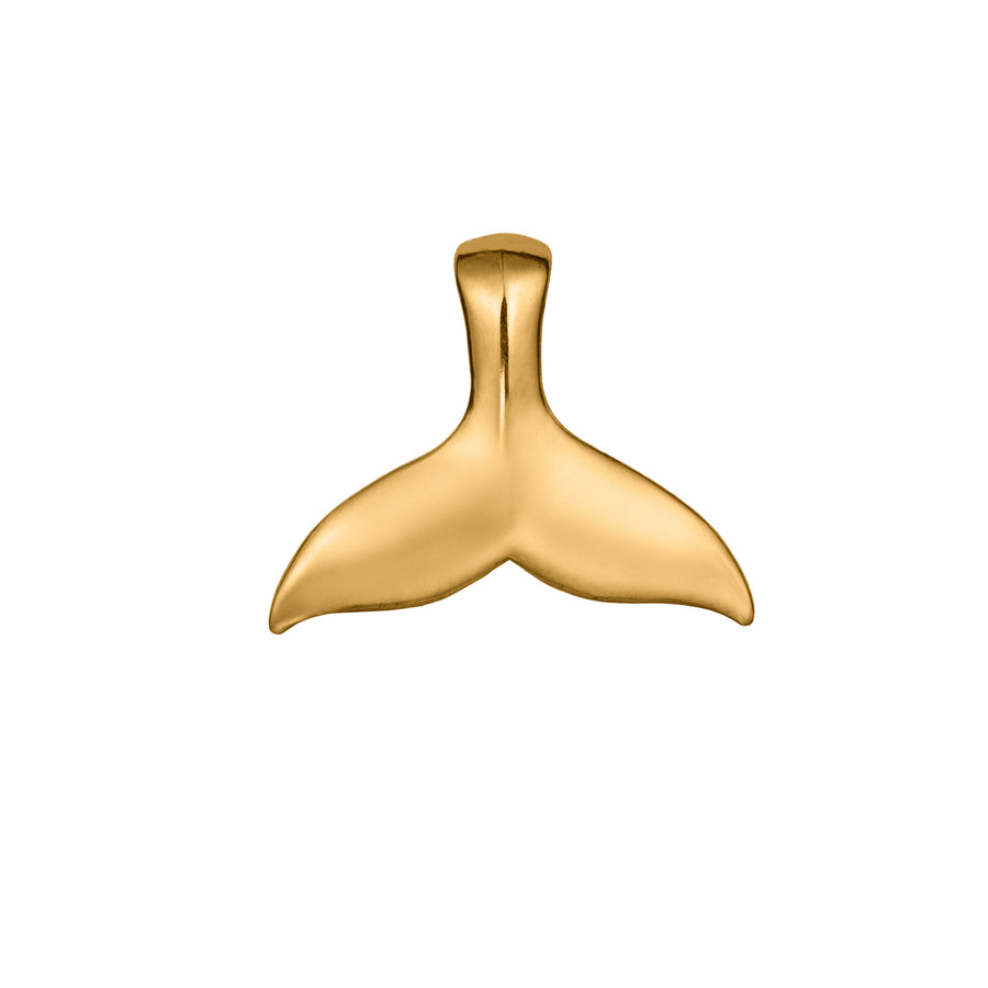 14K Solid Yellow Gold Mirror Polished Whale Tail Pendant Charm