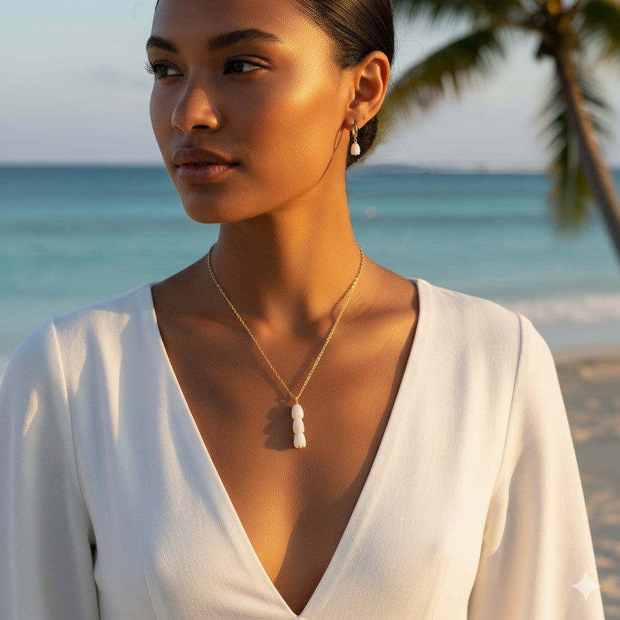 14K Gold Plated 925 Sterling Silver Mother of Pearl Pikake Flower Bud Huggie Hoop Earrings