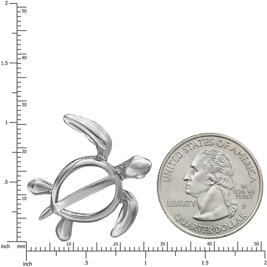 925 Sterling Silver Hawaiian Turtle Honu Pendant with 18" Box Chain