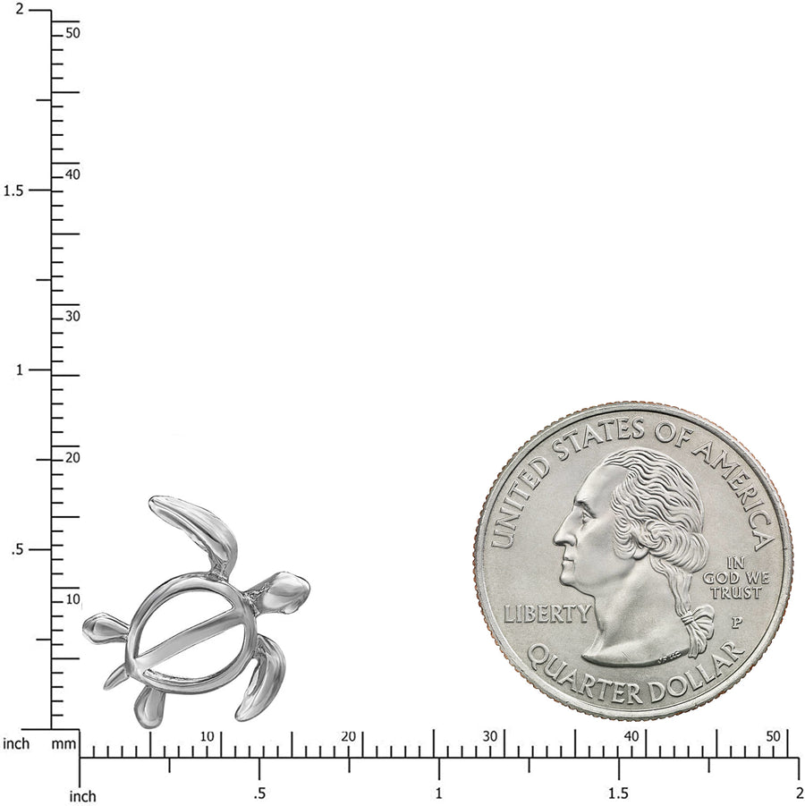 925 Sterling Silver Hawaiian Turtle Honu Pendant with 18" Box Chain