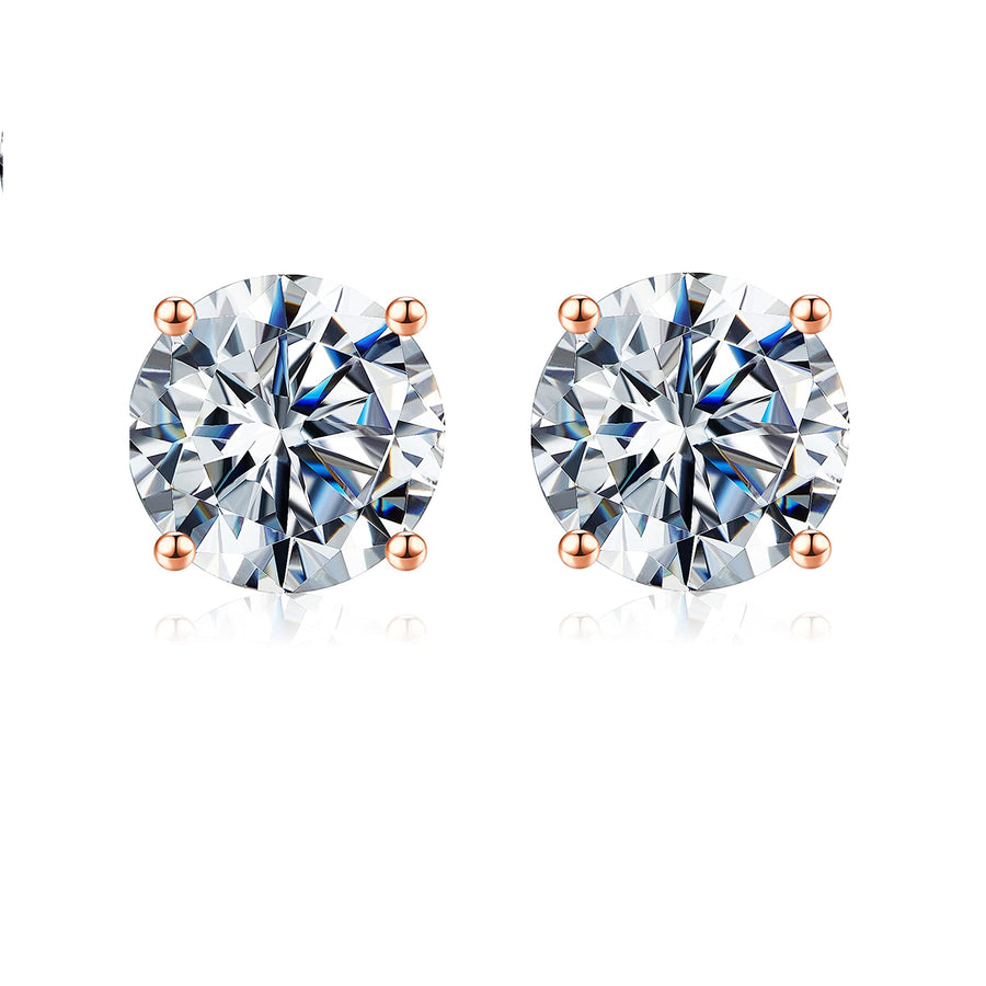 Moissanite Stud Earrings, 0.2ct-8ct D Color VVS1 Clarity Brilliant Round Cut