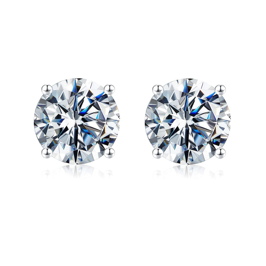 Moissanite Stud Earrings, 0.2ct-8ct D Color VVS1 Clarity Brilliant Round Cut