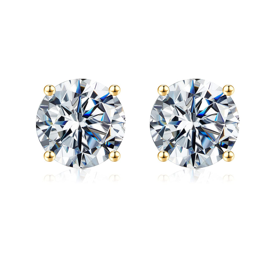 Moissanite Stud Earrings, 0.2ct-8ct D Color VVS1 Clarity Brilliant Round Cut