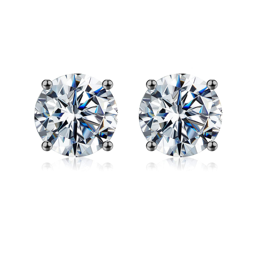 Moissanite Stud Earrings, 0.2ct-8ct D Color VVS1 Clarity Brilliant Round Cut