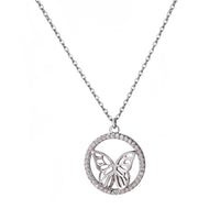 925 Sterling Silver Monarch Butterfly Necklace Pendant with 16+2