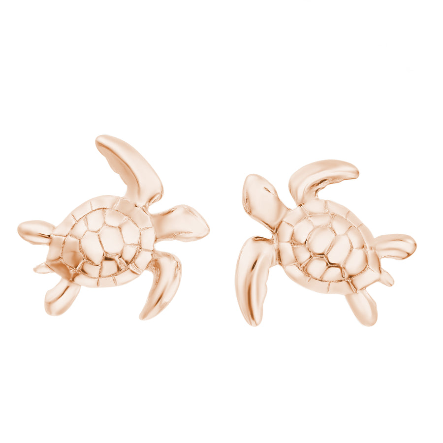 925 Sterling Silver Baby Paia Honu Turtle Stud Earrings (Rose Gold)