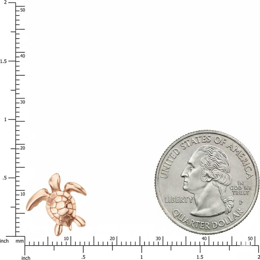 925 Sterling Silver Baby Paia Honu Turtle Stud Earrings (Rose Gold)