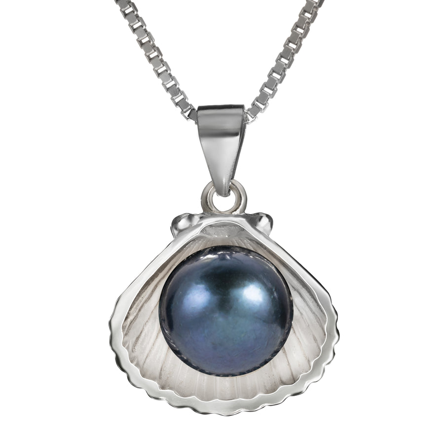 Sterling Silver Freshwater Pearl in Seashell Necklace Pendant