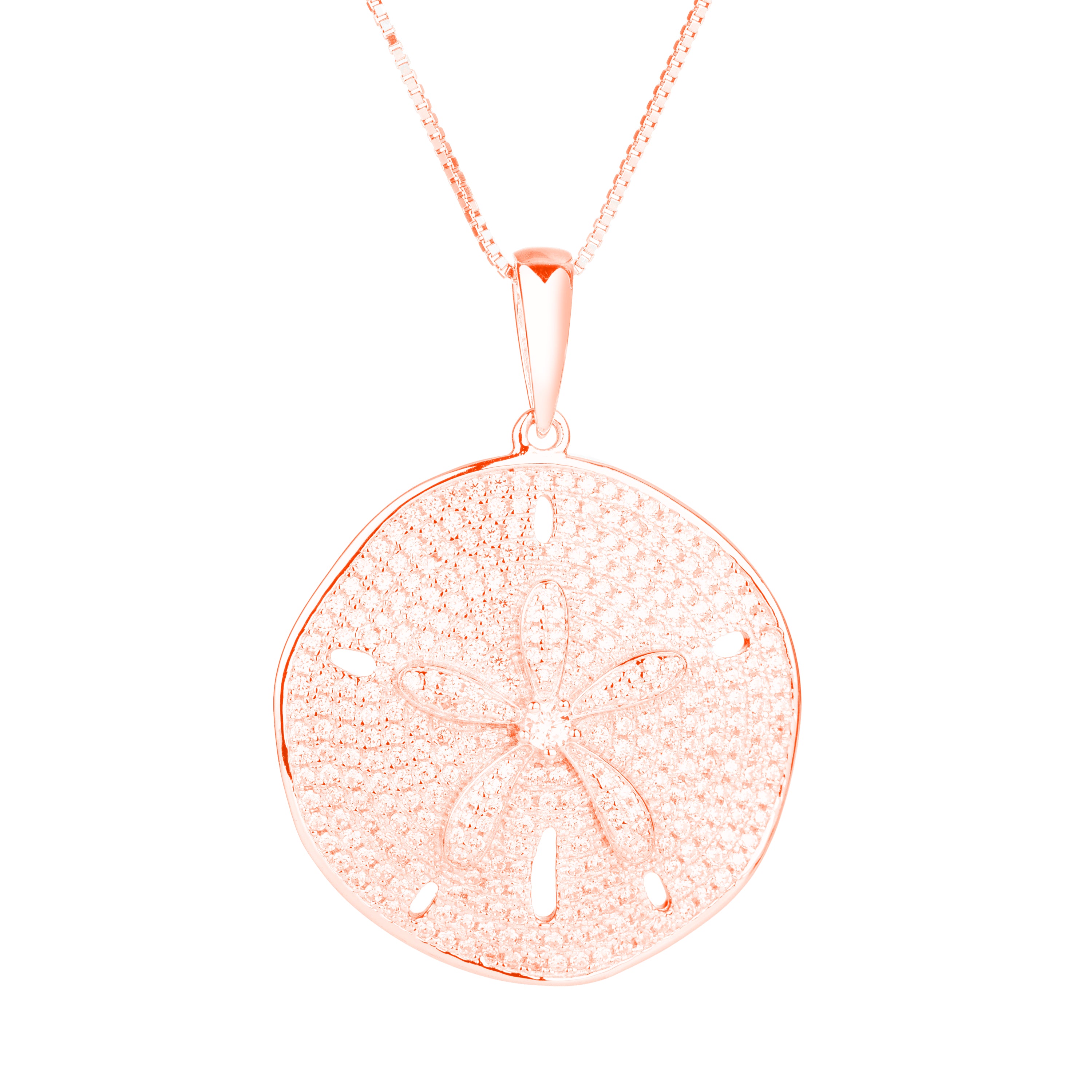 925 Sterling Silver Sand Dollar Cubic Zirconia Pave Sea Life Charm