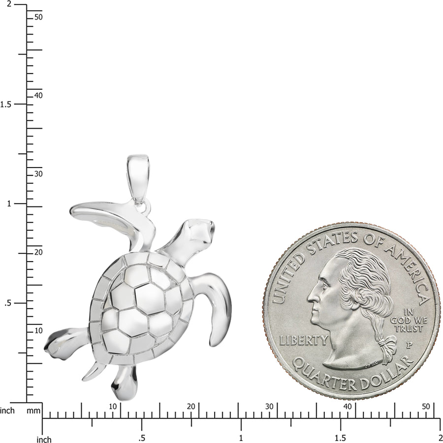 925 Sterling Silver 3D Paia Honu Turtle Pendant