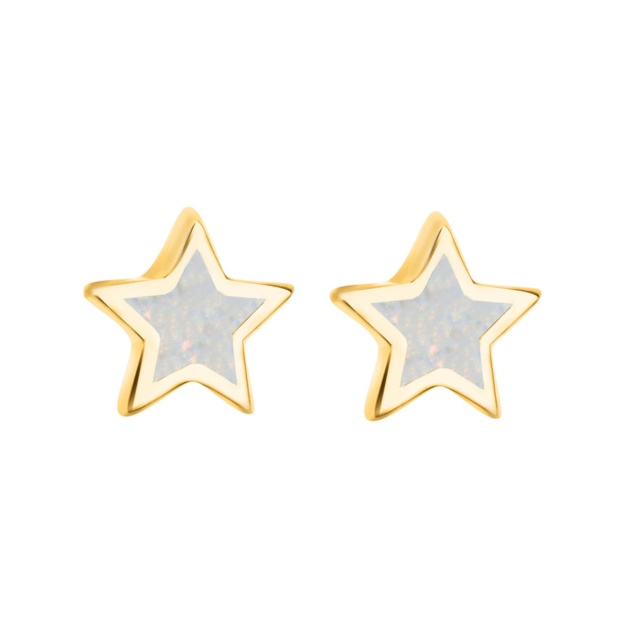 Sterling Silver Opal Star Stud Earrings