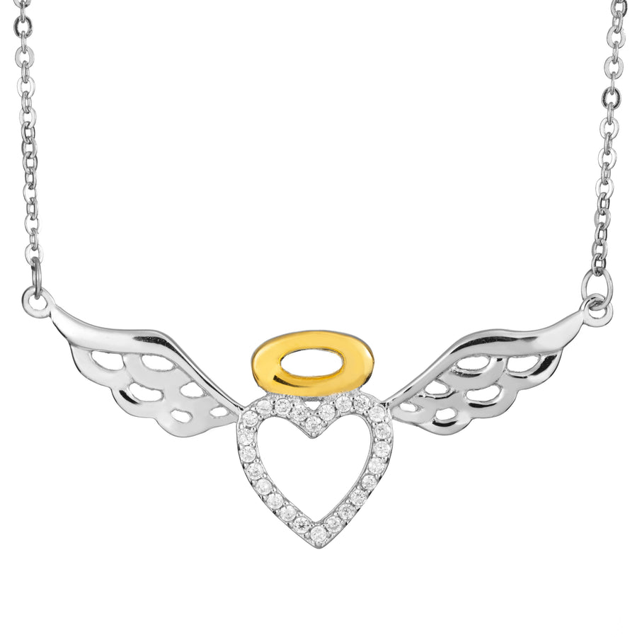 Sterling Silver CZ 14K Gold Plated Valentines Heart Pendant Collection with 18" Box Chain