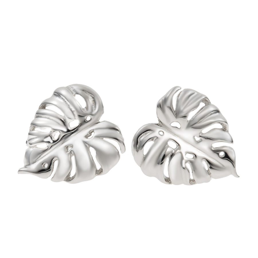 925 Sterling Silver Monstera Leaf Stud Earrings