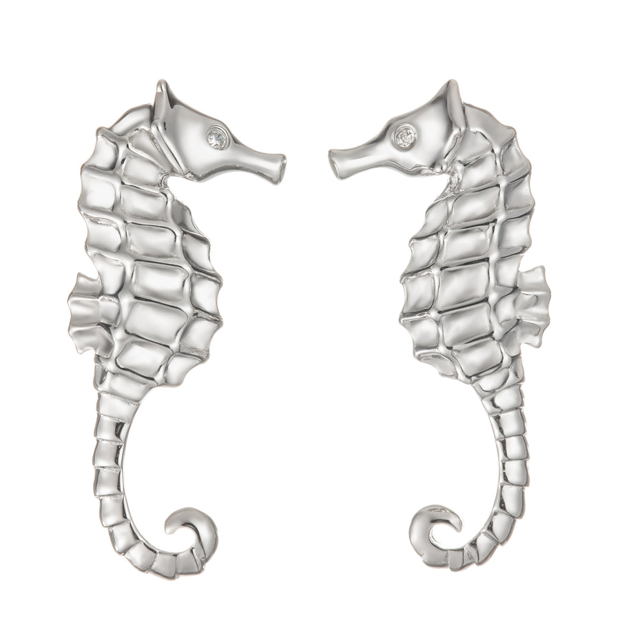 925 Sterling Silver Seahorse Stud Earrings