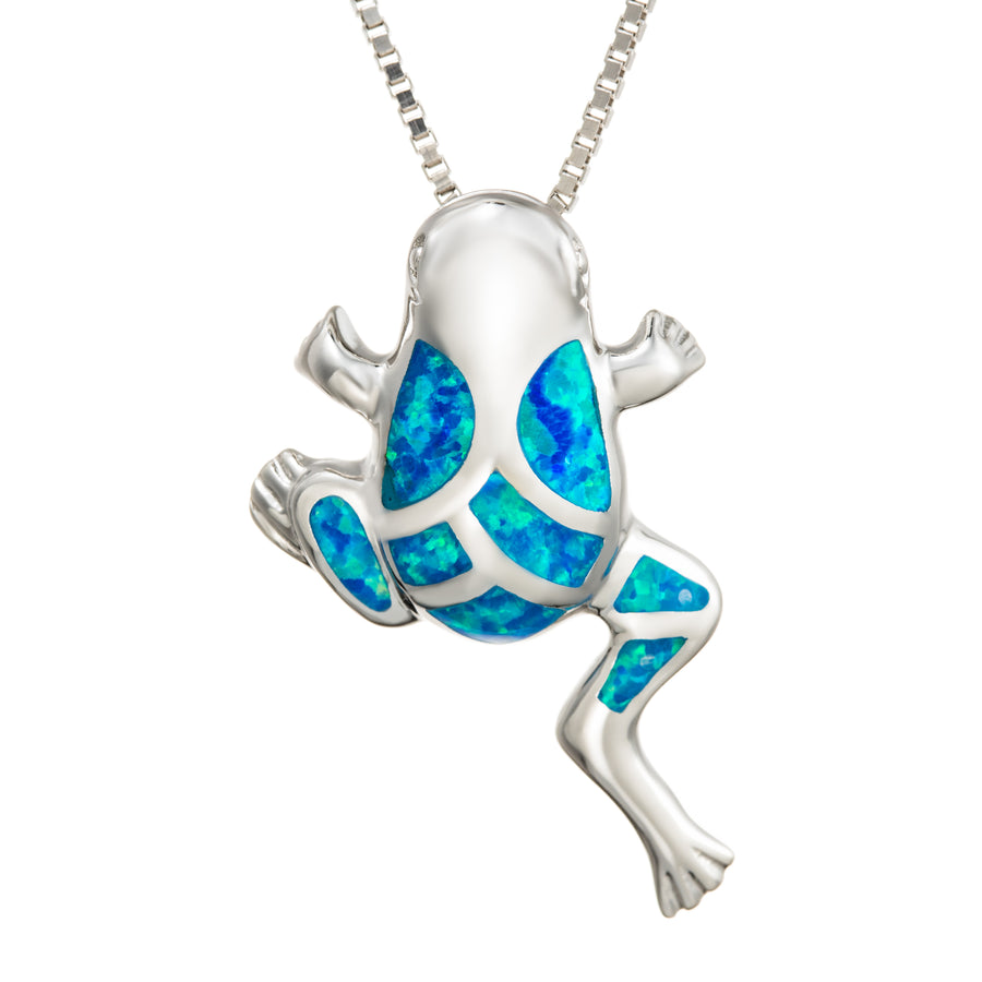 Sterling Silver Opal Frog Pendant