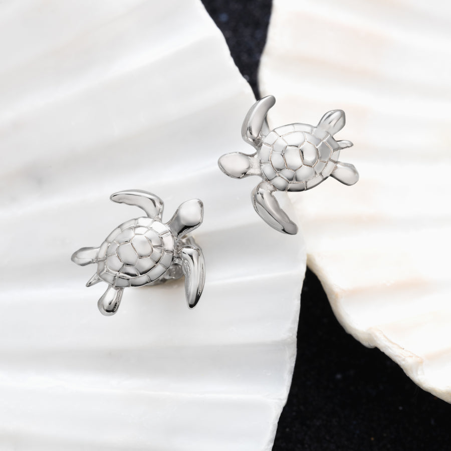 925 Sterling Silver Baby Paia Honu Turtle Stud Earrings