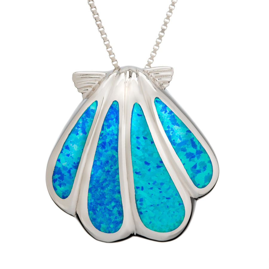 Sterling Silver Opal Sunrise Shell Pendant