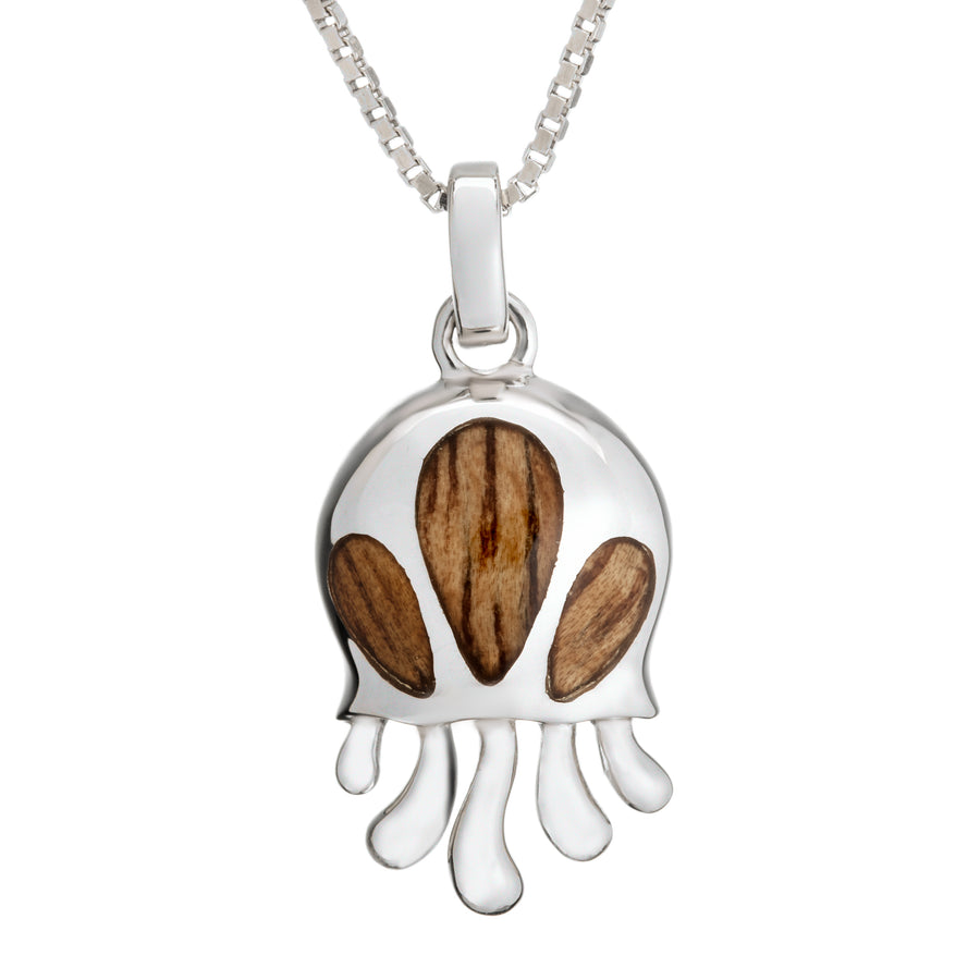 Sterling Silver Koa Wood Baby Jellyfish Pendant