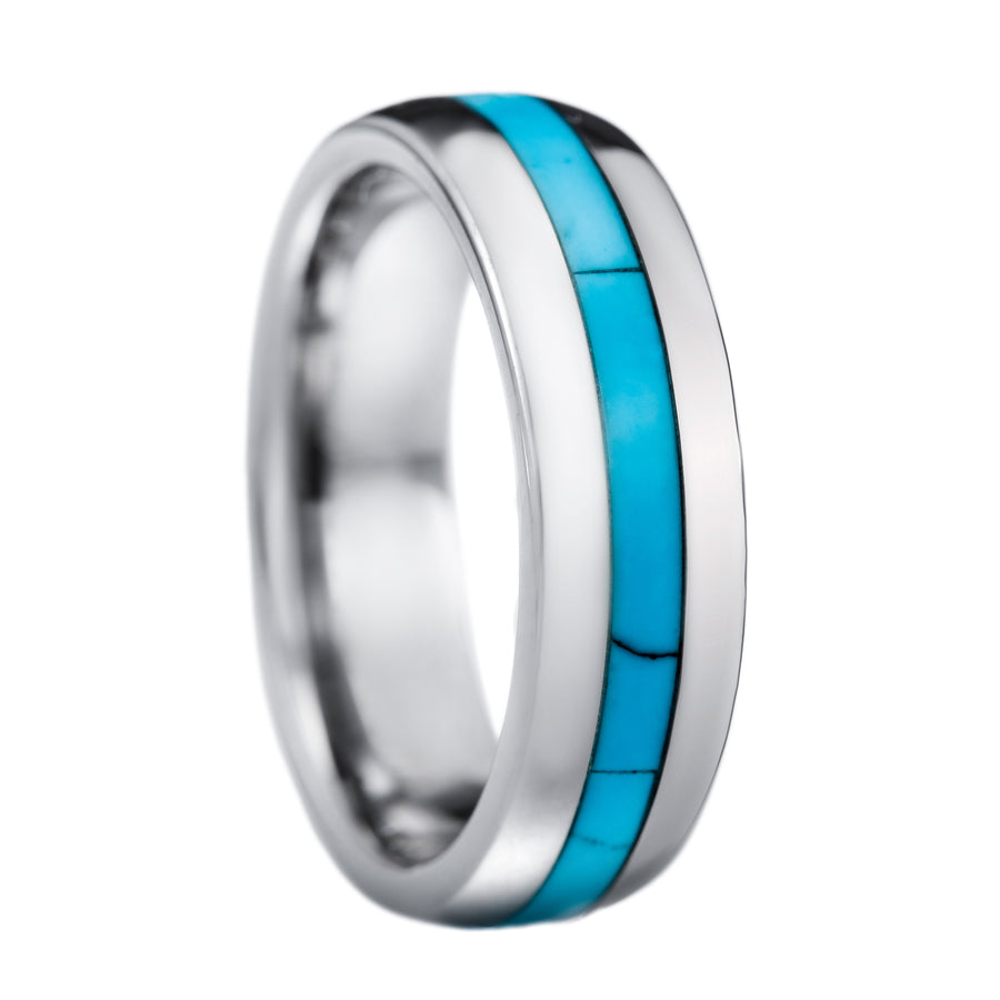 Tungsten Carbide Turquoise Inlay 6mm Wedding Band