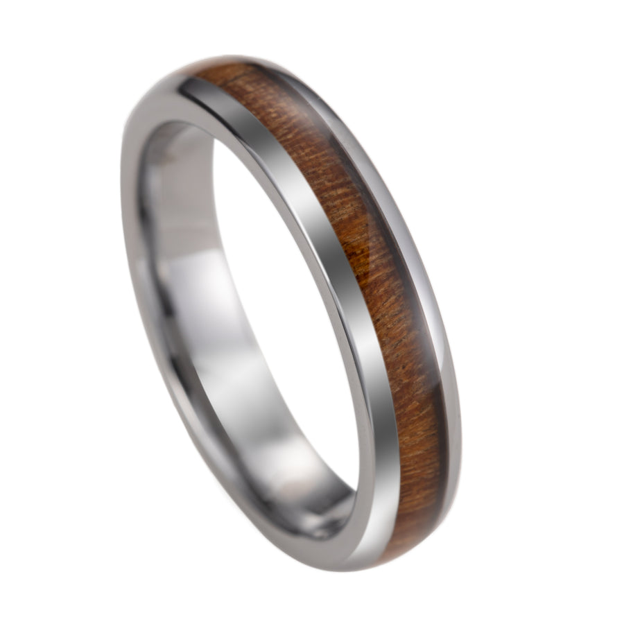 Tungsten Carbide Genuine Hawaiian Koa Wood 4mm Wedding Band