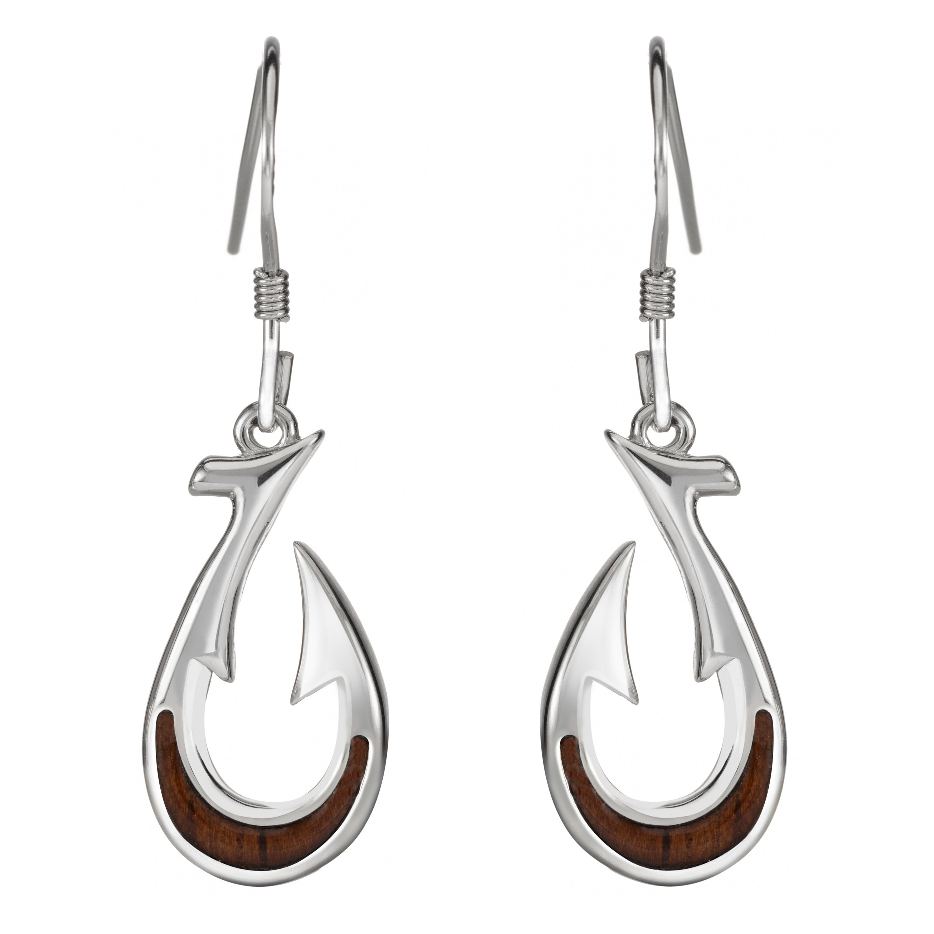 Sterling Silver Natural Koa Wood Barbed Fish Hook Dangle Hook Earrings – Aloha  Jewelry Co.