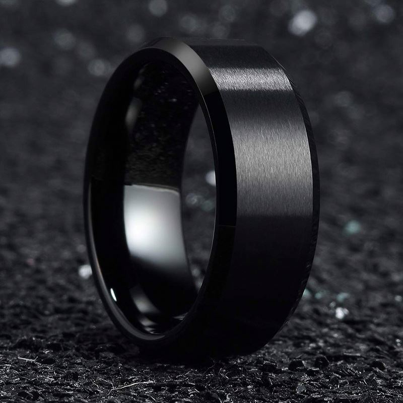 Black Tungsten Carbide "Black Satin" 6mm Comfort Fit Ring Wedding Band