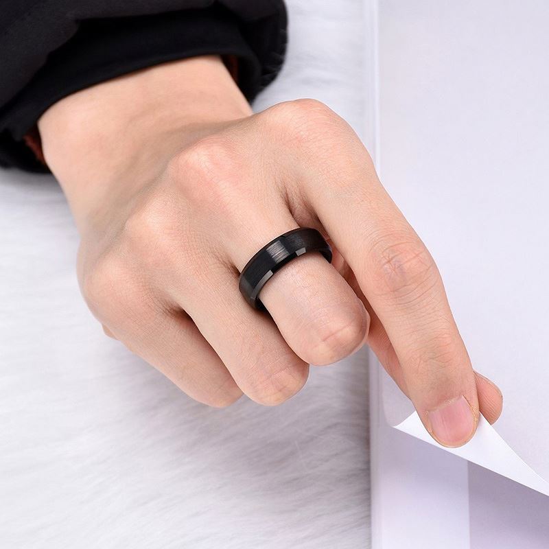 Black Tungsten Carbide "Black Satin" 6mm Comfort Fit Ring Wedding Band