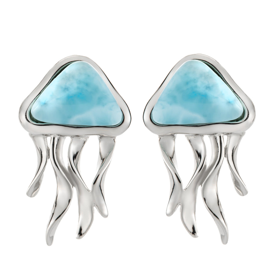 Sterling Silver Larimar Jellyfish Stud Earrings