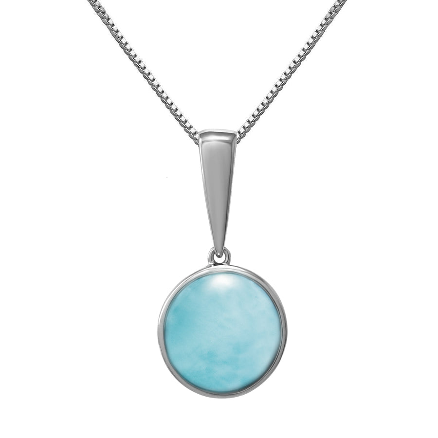 Sterling Silver Natural Larimar Circle Pendant