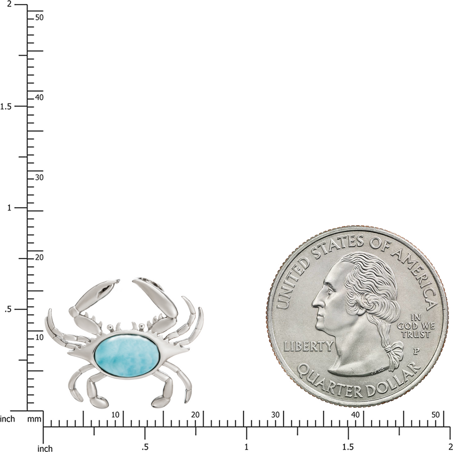 Sterling Silver Natural Larimar Dancing Crab Pendant