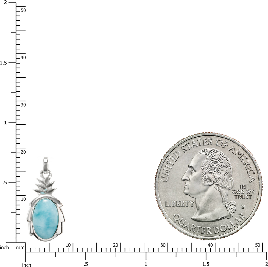 Sterling Silver Natural Larimar Pineapple Pendant