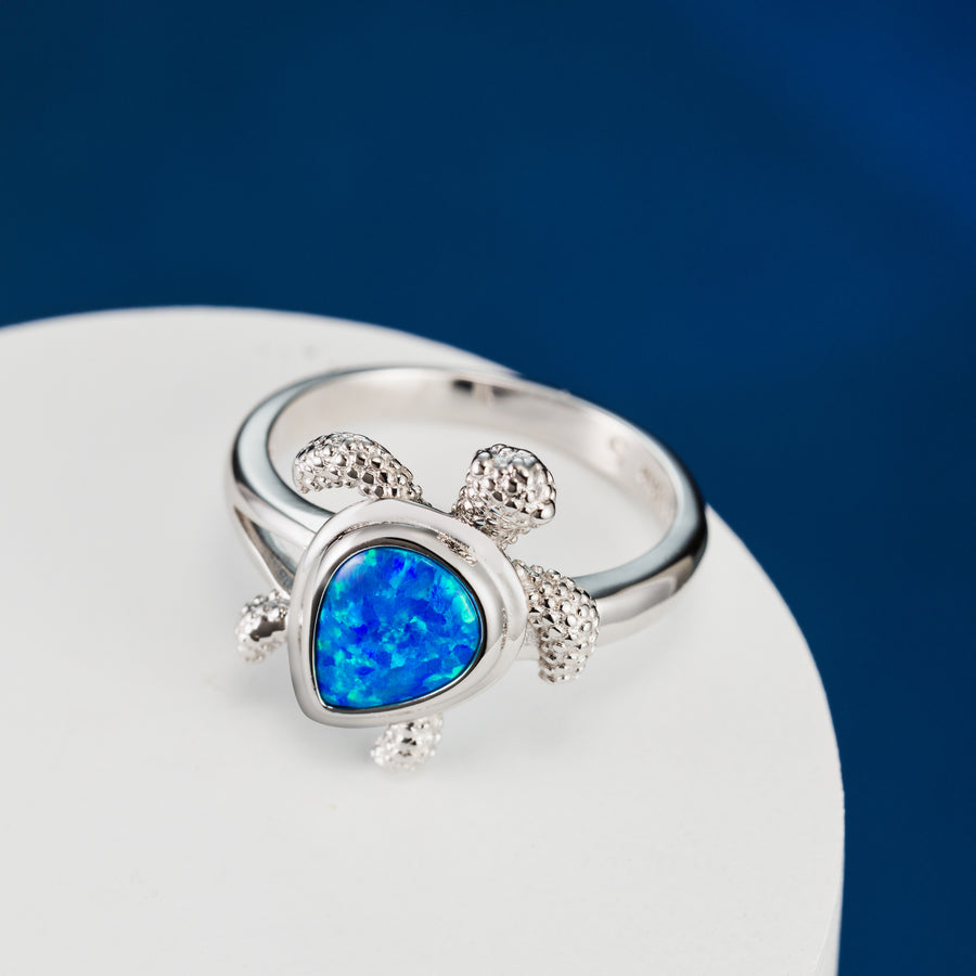 Sterling Silver Opal Turtle Ring