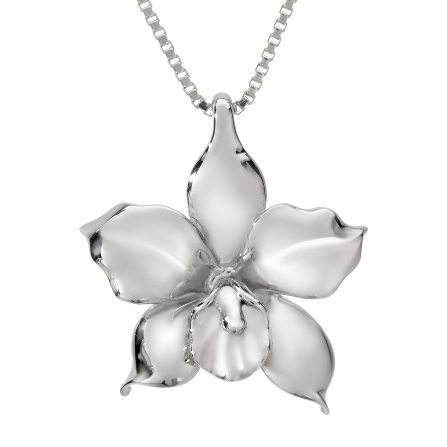 925 Sterling Silver Orchid Necklace Pendant