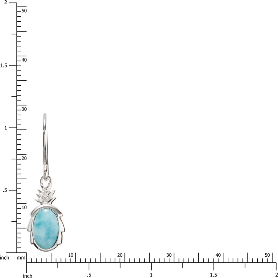 Sterling Silver Natural Larimar Pineapple Dangle Earrings